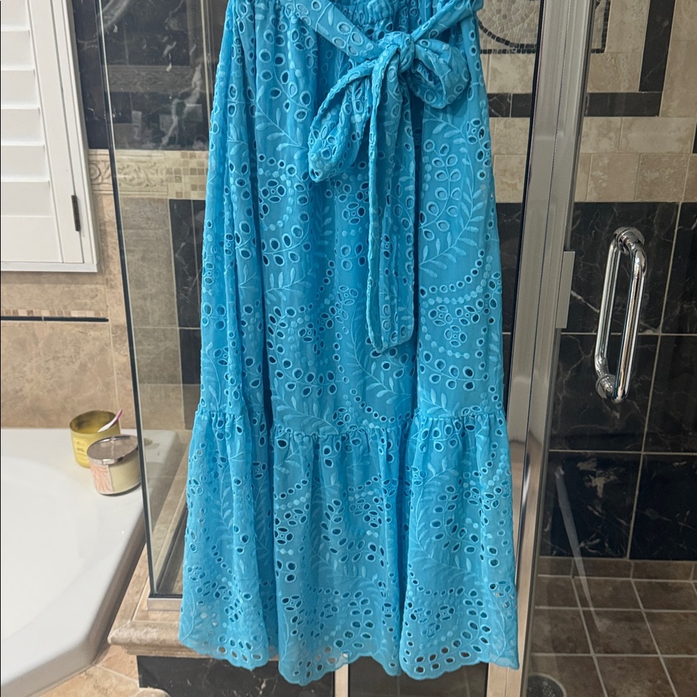 Lilly Pulitzer Blue Eyelet Maxi Dress, size M, NWT. - Picture 3 of 6